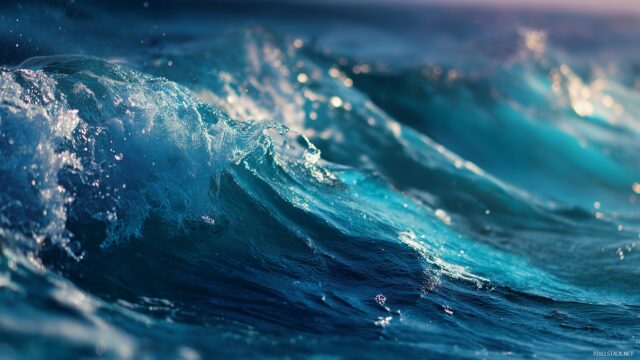 Color Desktop Wallpaper Free Download, A Mesmerizing Ocean Wave Captured In Various Shades Of Blue, Enhancing Your Workspace With Tranquility