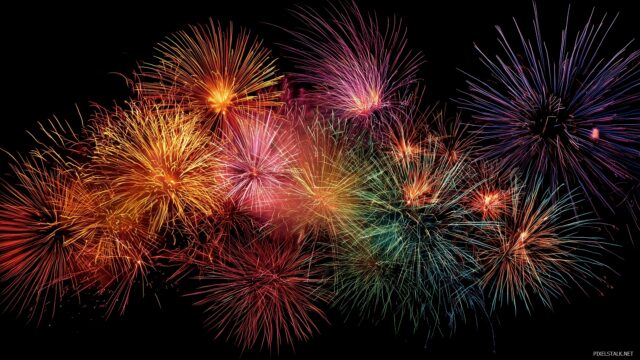 Color Wallpaper, A Lively Festival Fireworks Display In A Burst Of Colors Against The Night Sky, Bringing Excitement To Your Computer Screen