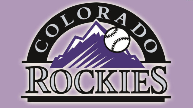 Colorado Rockies Logo with Mountain and Baseball on Purple Background Wallpaper