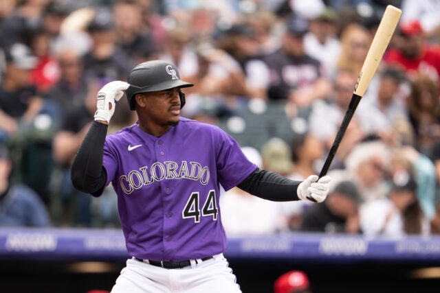 Colorado Rockies Player Ready to Bat during Professional Baseball Game