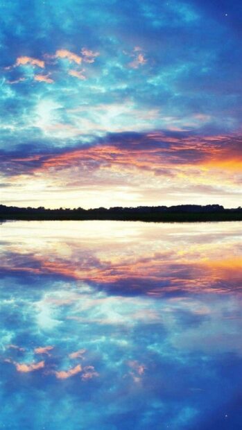 A colorful sky above a calm lake reflecting the vibrant clouds in Bolivia, HD Mobile Wallpaper