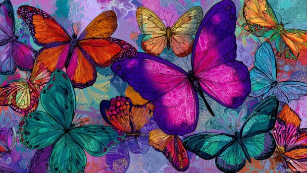 Colorful Butterfly Aesthetic, a captivating blend of butterflies with bright colors against harmonious patterns for an uplifting experience.