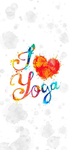 A colorful I love yoga text with heart symbol in watercolor style, 2K Phone Wallpaper