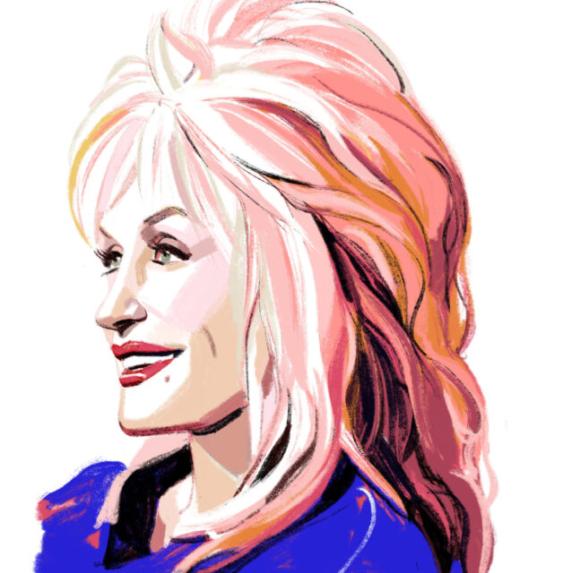 Colorful Illustrated Dolly Parton Portrait Wallpaper