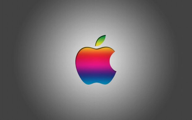 A colorful Imac logo displayed on a subtle textured gray background, HD Desktop Wallpaper