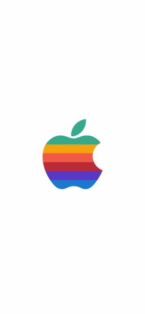 The image shows a colorful Imac logo with horizontal stripes on a white background, 2K Phone Wallpaper