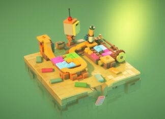 Colorful Puzzle Game Machine Concept Wallpaper in Soft Green Background