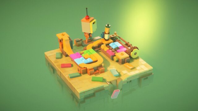 Colorful Puzzle Game Machine Concept Wallpaper in Soft Green Background