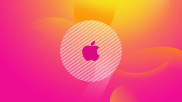 A vibrant digital art piece featuring the Imac logo in the center, 2K Desktop Wallpaper