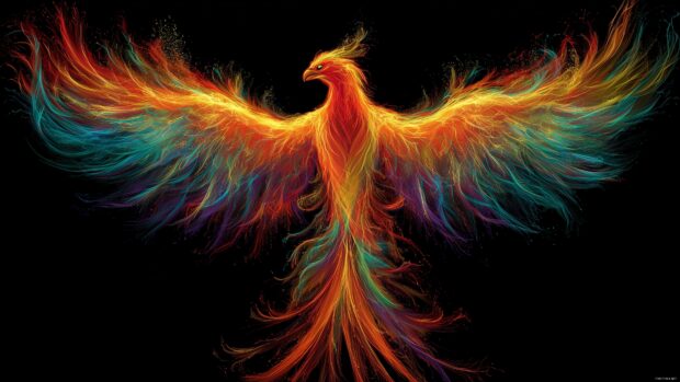 Colorful phoenix bird wallpapers, a majestic and vibrant representation of a phoenix rising from the flames in stunning HD.