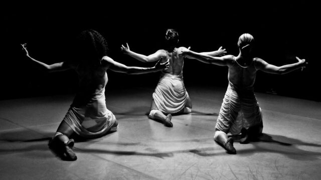 Contemporary Dance Wallpapers Three Dancers Performing Artistic Movements in Monochrome