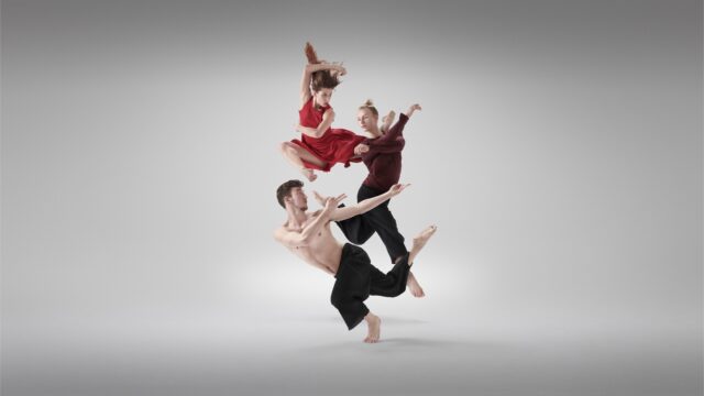 Contemporary Dance Wallpapers Three Dancers Performing Dynamic Moves on Grey Background