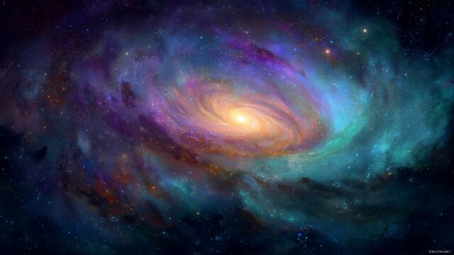 Cool Desktop Wallpaper HD, An Artistic Rendition Of A Galaxy With Vibrant Colors And Swirling Stars