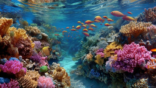 Cool Desktop Wallpaper Ultra HD, A Colorful Underwater Scene With Vibrant Coral Reefs And Tropical Fish