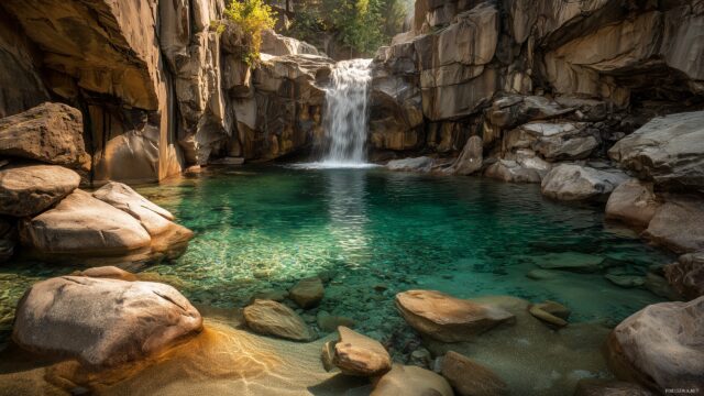 Cool Wallpaper High Resolution, A Powerful Waterfall Cascading Into A Crystal Clear Pool Surrounded By Rocks