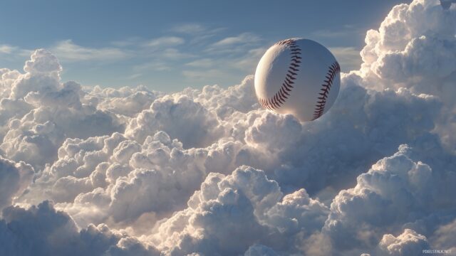 Cool Baseball Computer Wallpaper HD Download, An Artistic Rendition Of A Baseball Flying Through The Air With A Dramatic Sky