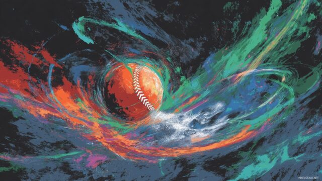 Cool Baseball Computer Wallpaper HD For Desktop, An Abstract Representation Of A Baseball Game With Swirling Colors Representing Speed And Energy