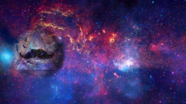 Cosmic Galaxy Background with Abstract Mustache Design Mustache Wallpapers