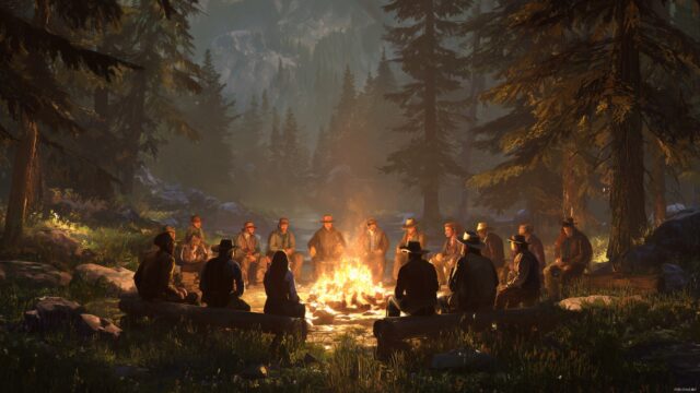 Cowboy Wallpaper For PC, A Heartwarming Gathering Of Cowboys Sharing Stories Around A Campfire