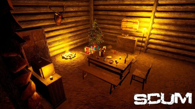 Cozy Cabin Scene SCUM Game Wallpaper Christmas Edition