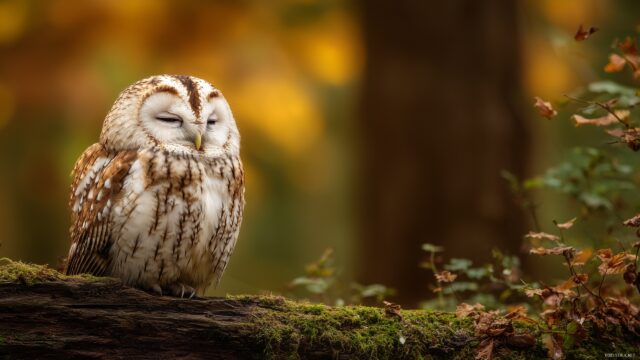 Cute Owl Background High Resolution, A Serene Scene With A Cute Owl Resting On A Log, With A Forest Backdrop, Vibrant And Inviting For Desktop Use