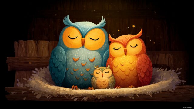 Cute Owl High Quality Background, A Heartwarming Scene Of A Cute Owl Sitting With Its Family In A Cozy Nest, Exuding Warmth And Togetherness For Users