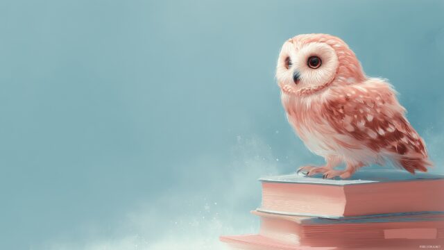 Cute Owl High Resolution Desktop Background, A Soft Pastel Drawing Of A Cute Owl Sitting On A Stack Of Books, Conveying A Sense Of Tranquility And Wisdom