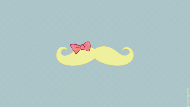 Cute Yellow Mustache with Pink Bow on Light Blue Patterned Background Mustache Wallpapers