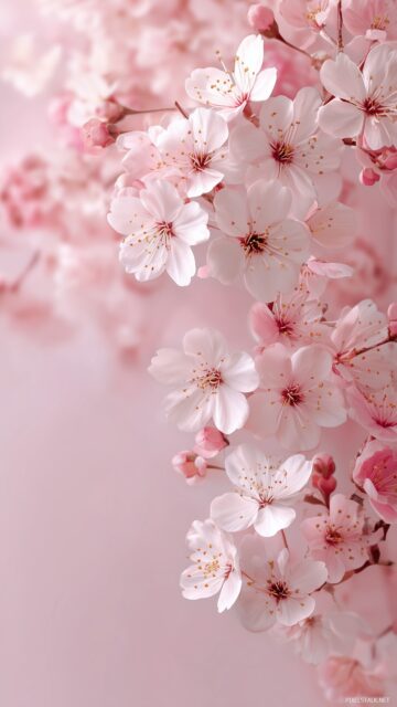 Cute background aesthetic, featuring delicate cherry blossoms on a light pink backdrop for a feminine touch.