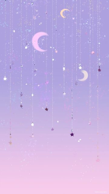 Cute background aesthetic, gentle stars and moons against a pastel purple theme.