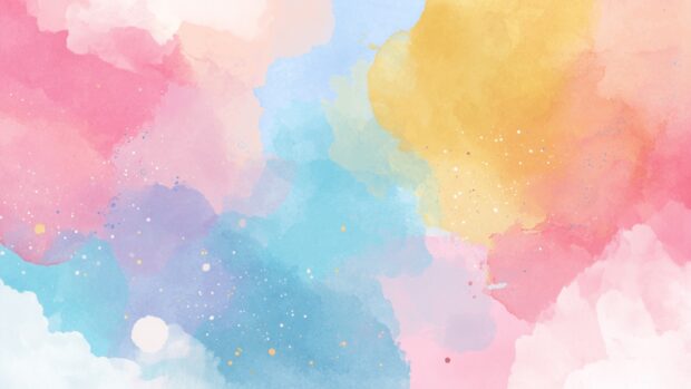 Cute background aesthetics, soft watercolor splashes in pastel shades creating a calm and inviting vibe.