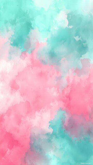 Cute background for phone, dreamy watercolors blending pink and mint for a sweet appeal.