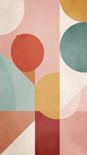 Cute background minimalistic, simple geometric shapes in muted tones for a trendy look.