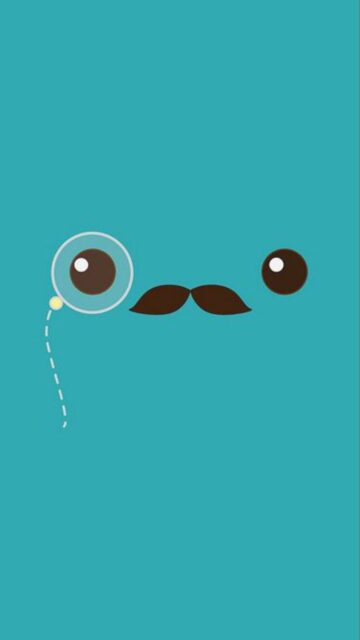 Cute minimal mustache wallpaper with monocle on blue background for mustache wallpapers