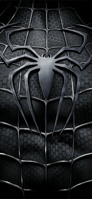 Dark Spider Emblem On Black Web Suit Wallpaper