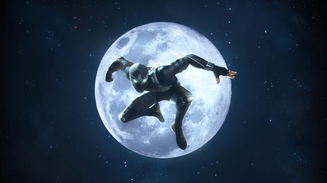 Dark Spider Man Leaping In Front Of Full Moon Wallpaper