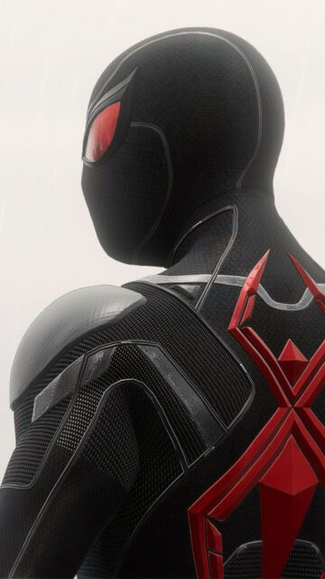 Dark Spider Man Suit Close Up Wallpaper Design
