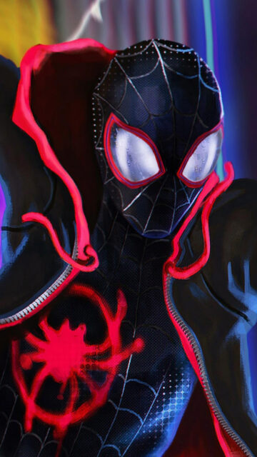 Dark Spider Man Wallpaper Glowing Red Details In Action Scene