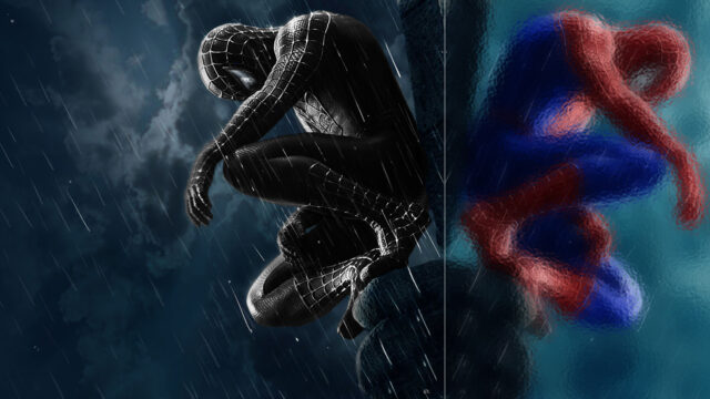Dark Spider Man Wallpaper Rainy Night Scene