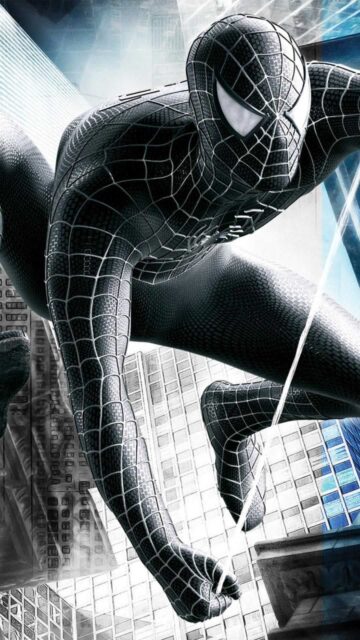 Dark Spider Man Wallpaper In Action Mode Cityscape Background