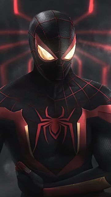 Dark Spider Suit In Red And Black For Wallpaper Background