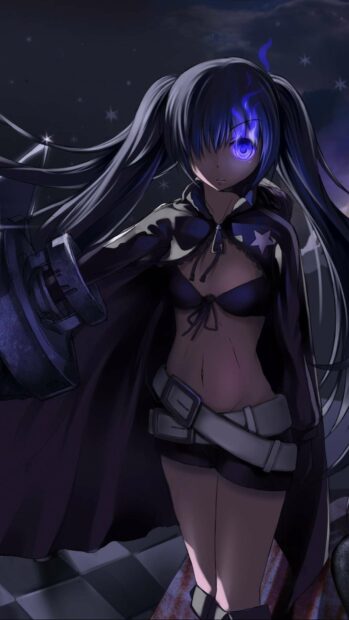 A character with a glowing blue eye and long dark hair stands in a dark setting wearing a cape and shorts, HD Phone Wallpaper