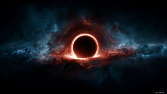 Dark Matter Black Hole Wallpaper, A Striking Portrayal Of A Black Hole With Dark Energy Surrounding It