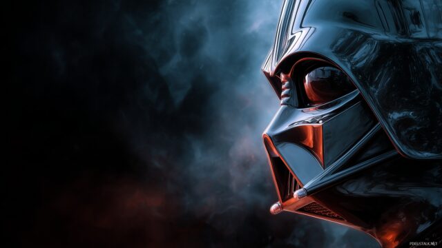 Darth Vader HD Wallpaper Free Download, An Intense Close Up Of Darth Vader’s Helmet Reflecting Interstellar Scenes With A Dark, Moody Atmosphere