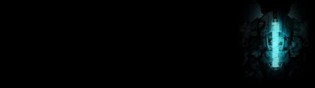 The Dead Space helmet glows blue in a dark background highlighting its futuristic design, 4K Desktop Wallpaper