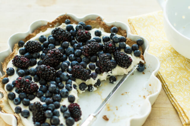 Delicious Blackberry And Blueberry Tart With Cream Perfect For Blackberry Wallpapers