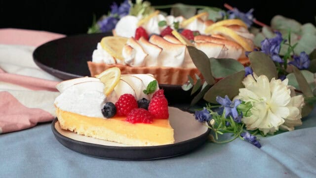 Delicious Lemon Tart with Fresh Berries and Meringue Beautiful Tart Wallpapers Background