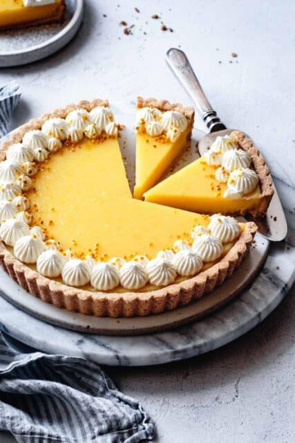 Delicious lemon tart with whipped cream decoration perfect for tart wallpapers