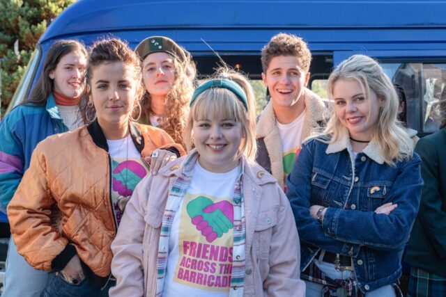 Derry Girls TV Series Group Photo Friends Across The Barricade Wallpaper