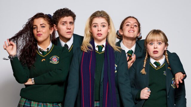 Derry Girls TV Series Group Photo in School Uniforms Wallpaper (1)